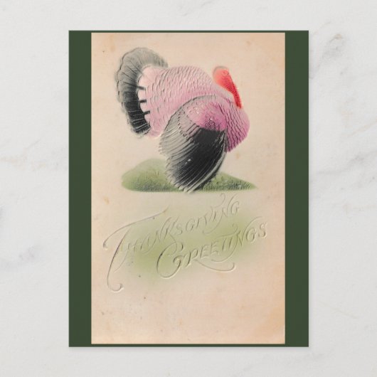 Carte Postale 1907 Vintage Thanksgiving rose et gris Turquie (Devant)