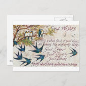 Carte Postale 1908 Bons voeux Oiseaux Bleus (Devant / Derrière)