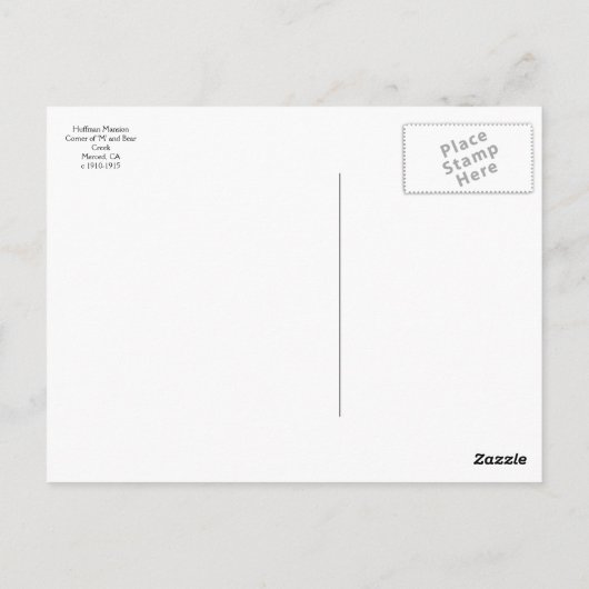 Carte Postale 1910-1915 Manoir Huffman à Merced CA (Dos)