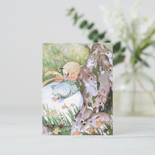 CARTE POSTALE 1910 "BURST OF SPRING" BABY 'N BUNNY PLAYDATE (Debout devant)