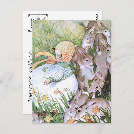 CARTE POSTALE 1910 "BURST OF SPRING" BABY 'N BUNNY PLAYDATE (Devant / Derrière)