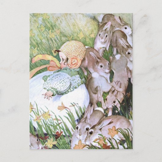 CARTE POSTALE 1910 "BURST OF SPRING" BABY 'N BUNNY PLAYDATE (Devant)