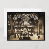 Carte Postale 1910 Penn Station NYC Lanterne magique Slide Sepia (Devant / Derrière)