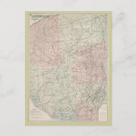 Carte postale 1912 Carte des Adirondacks (Devant)