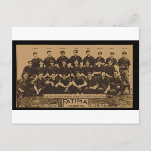 Carte Postale 1913 Cincinnati Reds Fatima Tobacco Card Imprimer (Devant)