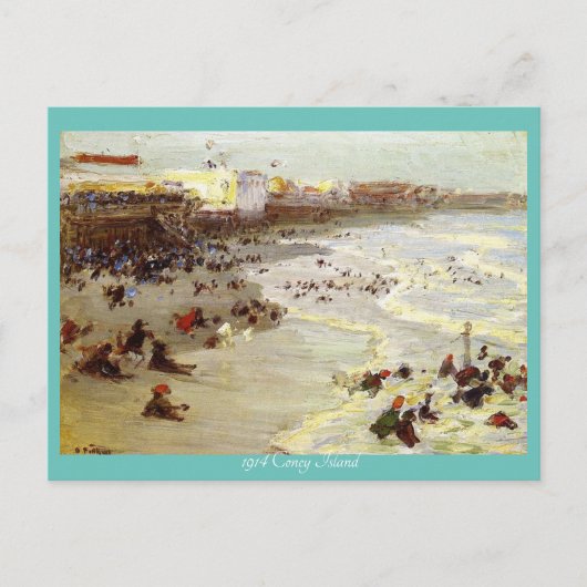Carte Postale "1914 Coney Island, par EH Potthast" (Devant)