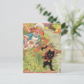 Carte Postale 1915 petite fille mignonne et son chat noir (Debout devant)