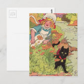 Carte Postale 1915 petite fille mignonne et son chat noir (Devant / Derrière)