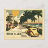 Carte postale 1920 Retro Miami Beach Ocean Drive (Devant)