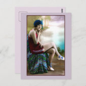 Carte Postale 1920s Baignade beauté, fille flippante (Devant / Derrière)