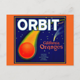 Carte Postale 1920s Orbite Orange étiquette de caisse de fruits
