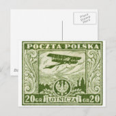 Carte Postale 1925 20gr Polonais Timbre d'avion (Devant / Derrière)