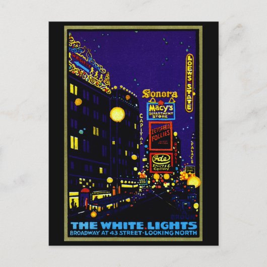 Carte Postale 1925 New York City à la nuit (Devant)