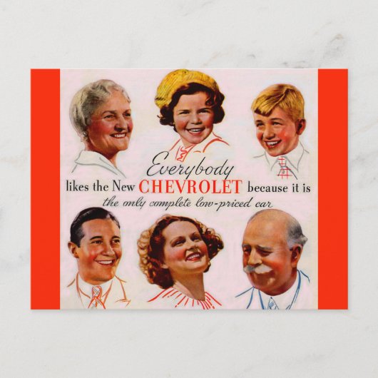 Carte Postale 1930 Tout Le Monde Aime Chevrolet (Devant)