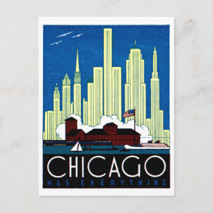 Carte Postale 1930 Visit Chicago Poster