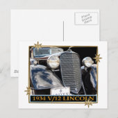 CARTE POSTALE 1934 V-12 LINCOLN (Devant / Derrière)