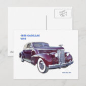 CARTE POSTALE 1938 CADILLAC V-16 (Devant / Derrière)