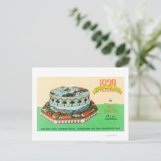 Carte Postale 1939 Worlds Fair Cake par Bill Baker à Ojai (Debout devant)