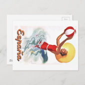 Carte Postale 1940 Espagne Beach Travel Poster (Devant / Derrière)