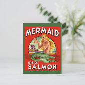Carte Postale 1940 Mermaid Saumon peut imprimer étiquette (Debout devant)