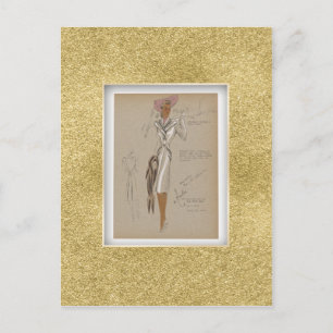 Carte Postale 1940s Fitting Coat Satin Piping Mode Vintage.