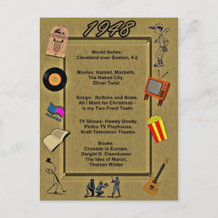 Carte Postale 1948 Great Events Birthday Card