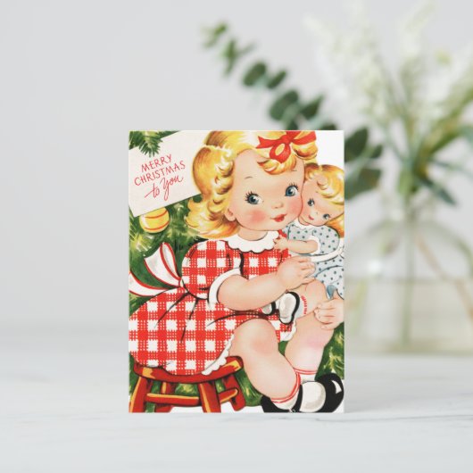 Carte Postale 1950 Fille Avec Poupée (Debout devant)