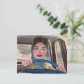 Carte Postale 1950 Maman au volant (Debout devant)