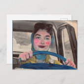 Carte Postale 1950 Maman au volant (Devant / Derrière)