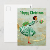 Carte Postale 1950 Vintage femme de Noël (Devant / Derrière)