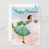 Carte Postale 1950 Vintage femme de Noël (Devant / Derrière)