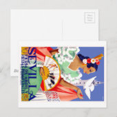 Carte Postale 1952 Séville Espagne Poster de la Foire d'avril (Devant / Derrière)