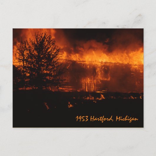 Carte Postale 1953 Hartford Michigan House On Fire (Devant)