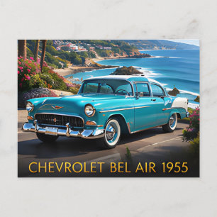Carte Postale 1955 Chevrolet Bel Air Classique Américaine