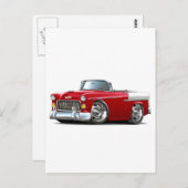 Carte Postale 1955 Chevy Belair Red-White Convertible (Devant / Derrière)