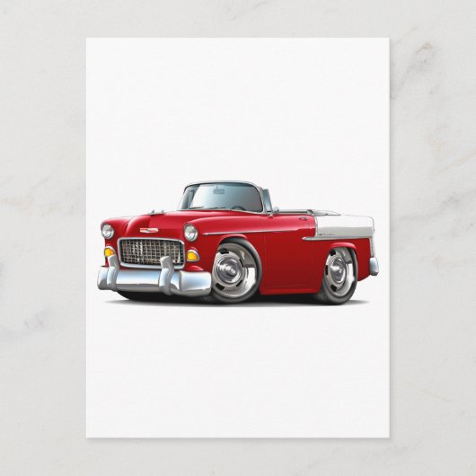 Carte Postale 1955 Chevy Belair Red-White Convertible (Devant)