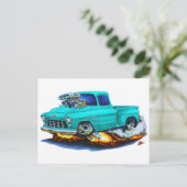 Carte Postale 1955 Chevy Stepside Pickup Turquoise Truck (Debout devant)