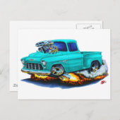 Carte Postale 1955 Chevy Stepside Pickup Turquoise Truck (Devant / Derrière)