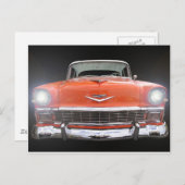 CARTE POSTALE 1956 CHEVY "LIGHTS ON" (Devant / Derrière)
