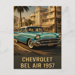 Carte Postale 1957 Chevrolet Bel Air Classique Voiture Américain