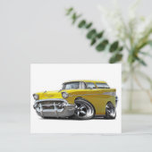 Carte Postale 1957 Chevy Nomad jaune hot rod (Debout devant)