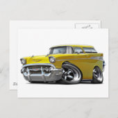 Carte Postale 1957 Chevy Nomad jaune hot rod (Devant / Derrière)