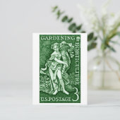 Carte Postale 1958 Jardinage + Timbre d'horticulture (Debout devant)