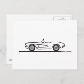 Carte Postale 1961 1962 Chevrolet Corvette (Devant / Derrière)