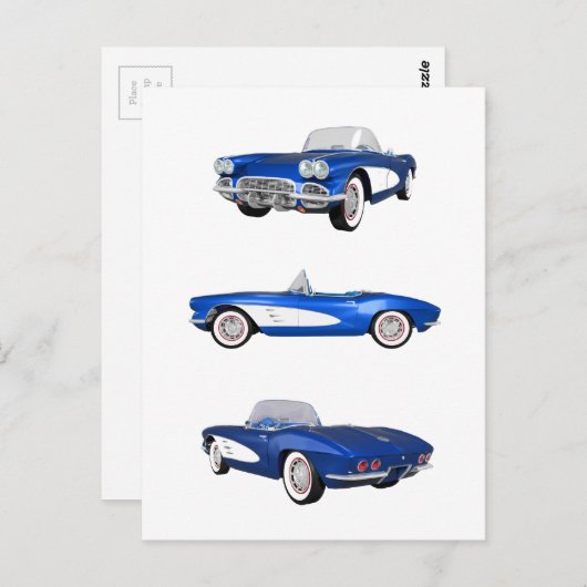 Carte Postale 1961 Corvette C1 : (Devant / Derrière)