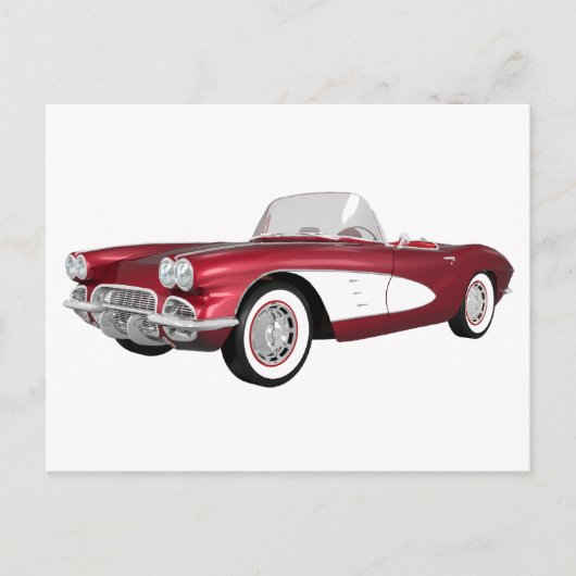 Carte Postale 1961 Corvette C1 : Candy Apple Finish : (Devant)