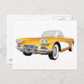 Carte Postale 1961 Corvette C1 : Finition jaune : (Devant / Derrière)