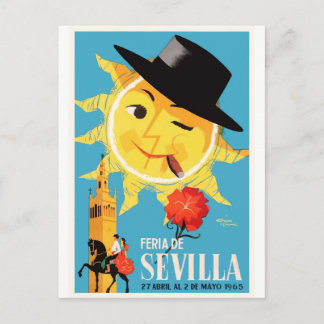 Carte Postale 1965 Séville Espagne Poster de la Foire d'avril