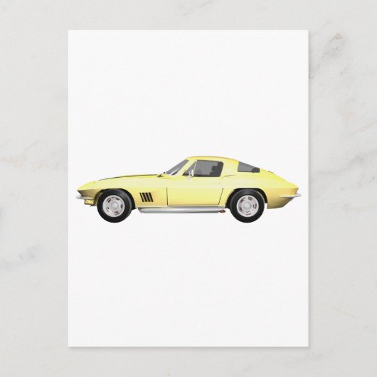 Carte Postale 1967 Corvette Sports Car : Finition Jaune (Devant)