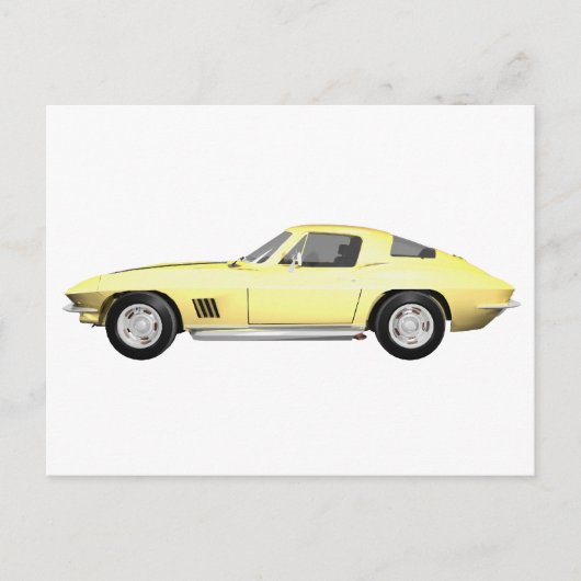 Carte Postale 1967 Corvette Sports Car : Finition jaune (Devant)
